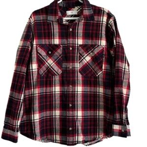 TNA men's plaid button down 100% cotton long sleeve shirt casual size M